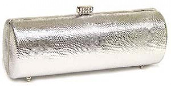 Evening Bag - Liz Embossed Clutch w/ Swarovski Crystal Accent Closure - Silver - BG-HPZ442S